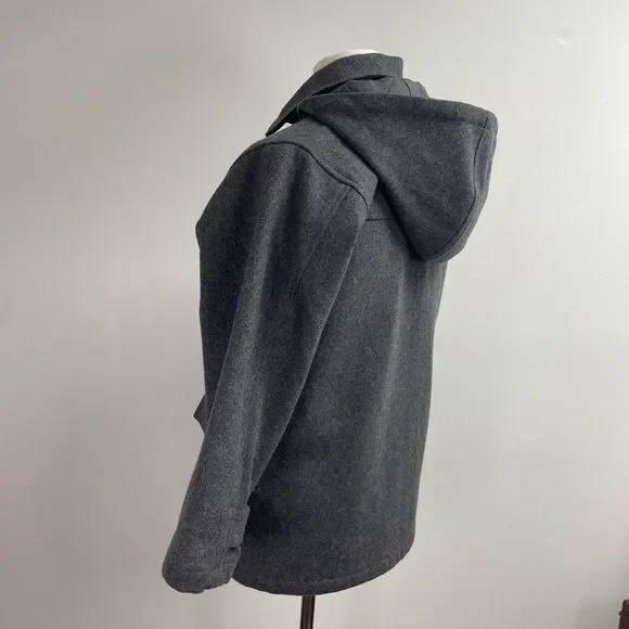 Girl's Children's Place Grey Hooded Duffle Winter Coat wool blend. Toggle jacket - Picture 4 of 16